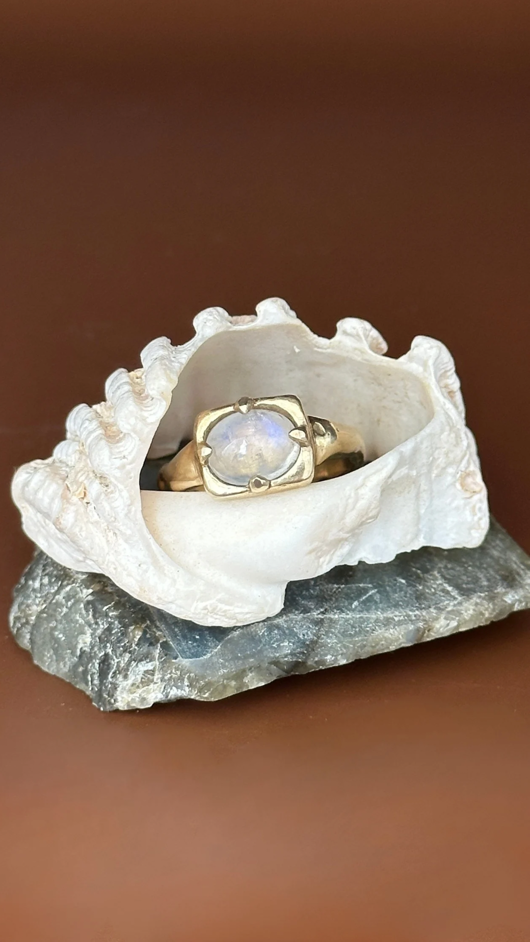 Full Moon Ring - Moonstone & Brass