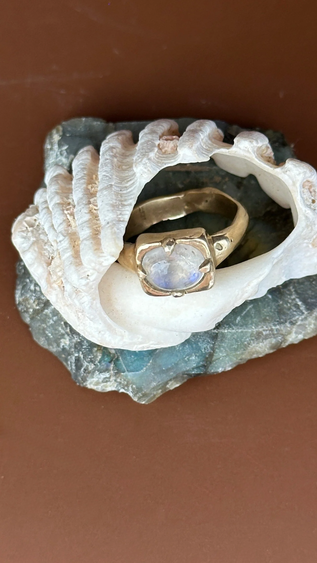Full Moon Ring - Moonstone & Brass