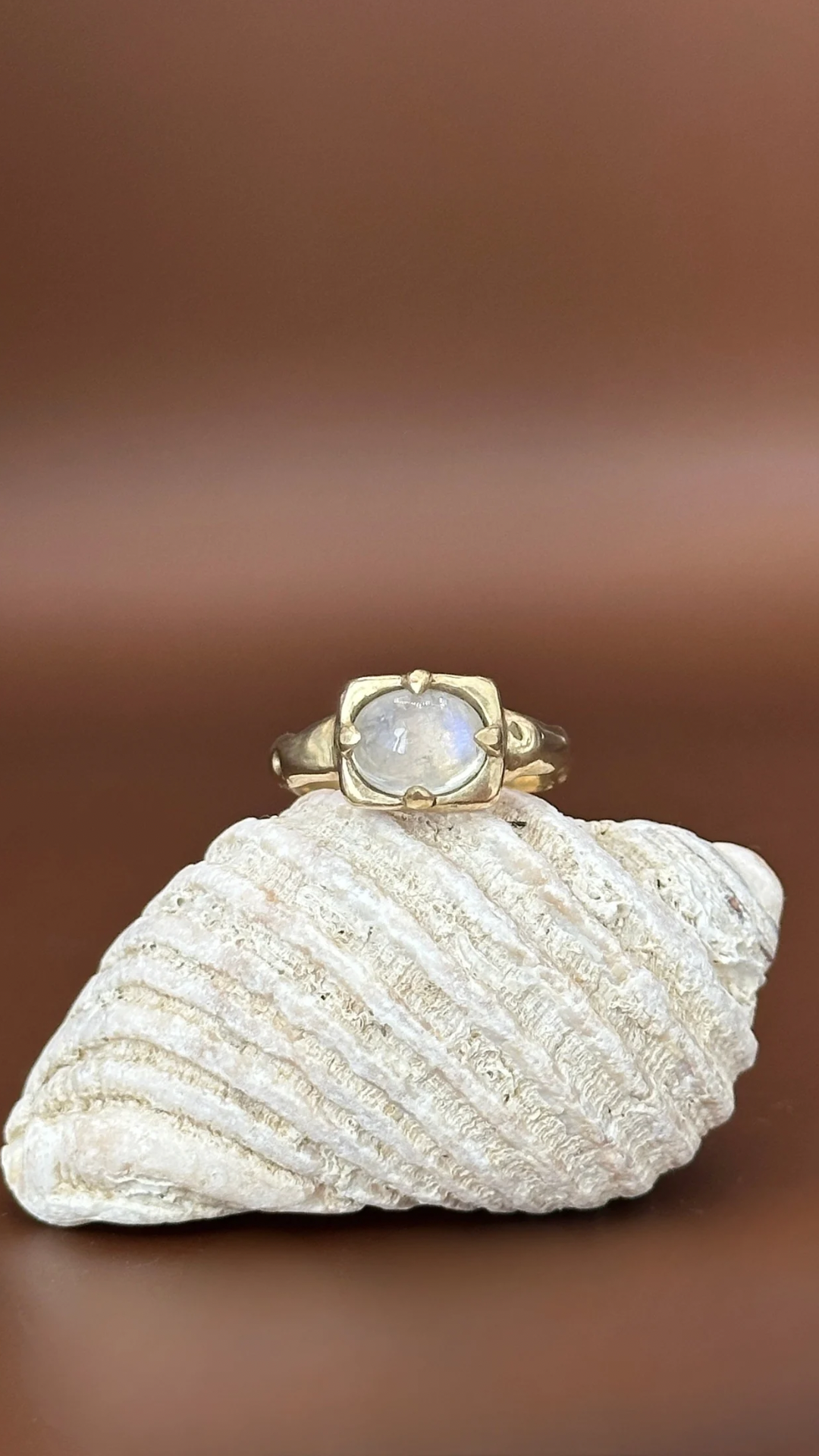 Full Moon Ring - Moonstone & Brass
