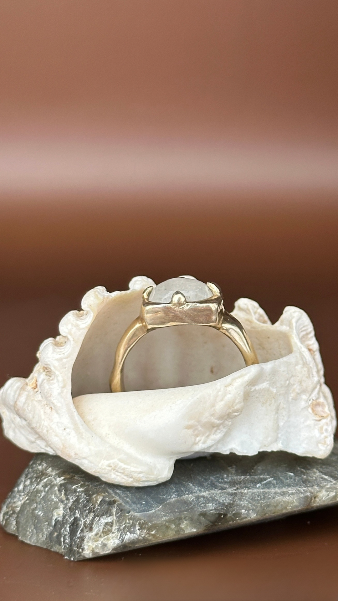 Full Moon Ring - Moonstone & Brass