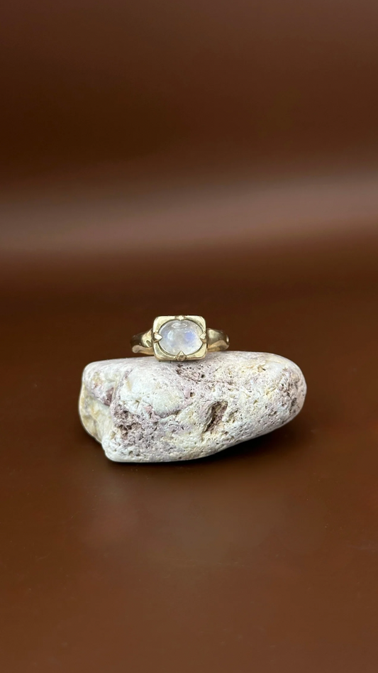 Full Moon Ring -  Moonstone & Brass